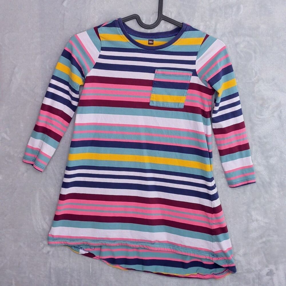 TEA COLLECTION Long Sleeve Pocket Dress Size 6 Cotton Himalayan Asymmetrical